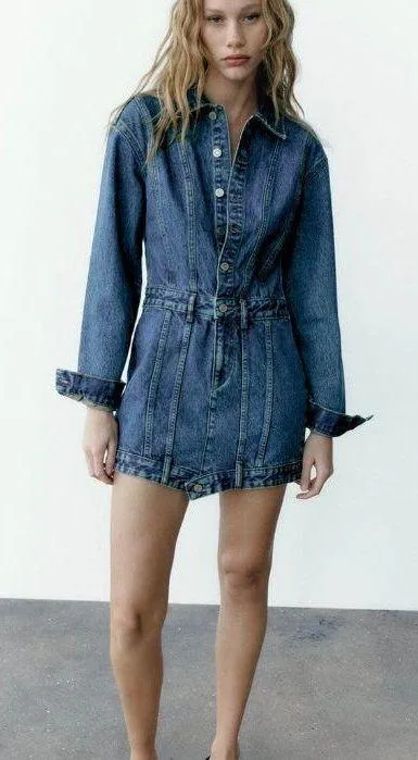 Zara Nwt Denim Trf Dress - Image 2