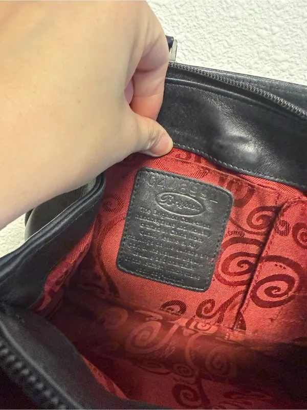 Vintage Brighton Chantilly Black Leather Croc Satchel Bag Filigree Heart - Image 10