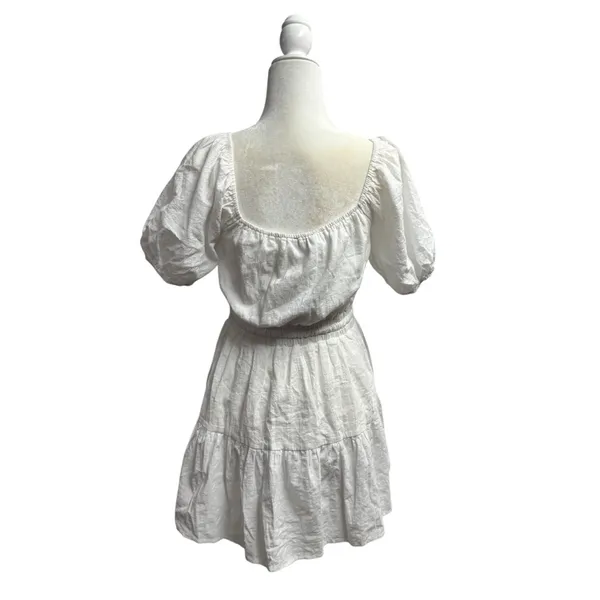 Lulus Sunny Day Feeling Tiered Puff Short Sleeve Mini Dress White Small NEW - Image 5