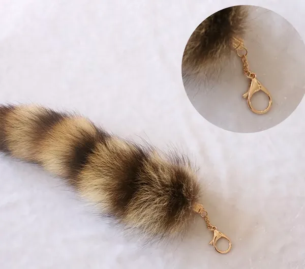 Brown and black striped raccoon tail keychain #raccoon #animal - Image 3