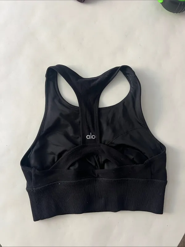 Alo Yoga Serenity High Neck Open Back T Strap Sports Bra Black S - Image 4