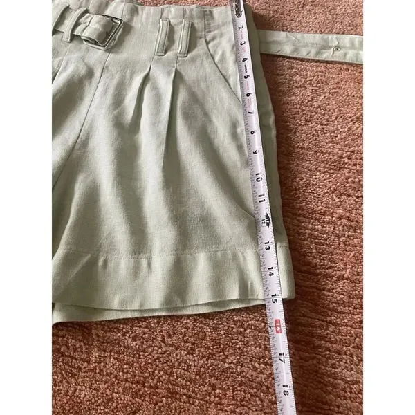 Abercrombie Fitch mint green linen belted high waist shorts size XS - Image 5