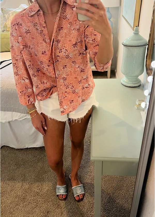 Button Down beach coverup Pink Size L - Image 2