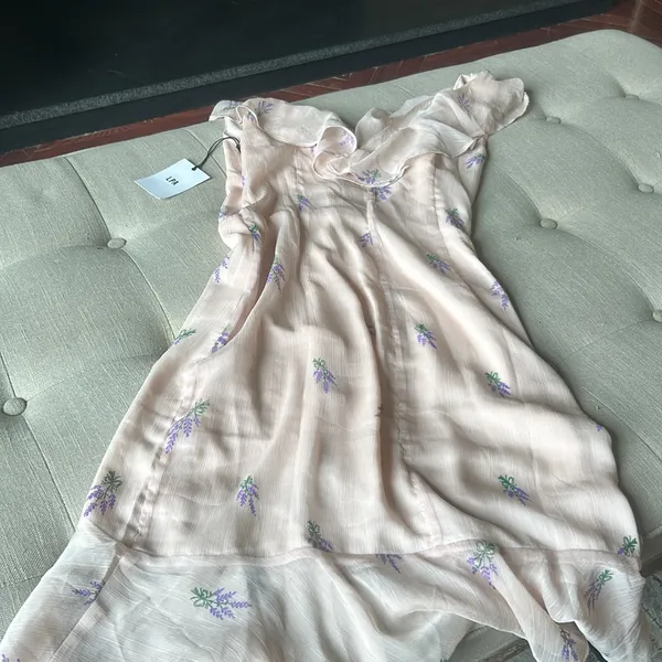NWT LPA The Label Revolve Pink Ruffle Lavender‎ Floral Maxi Dress Size Medium - Image 11