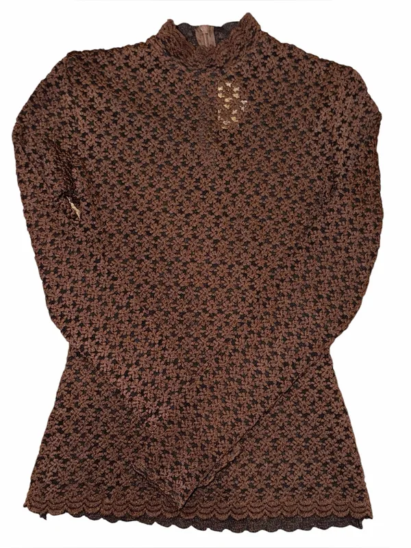 Vintage Alberto Makali floral lace long-sleeve blouse - Image 2