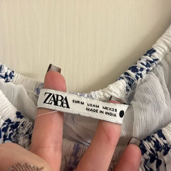✨ZARA Bloggers Favorite Printed & Embroidered blue white maxi Sz Medium dress✨ - Image 11