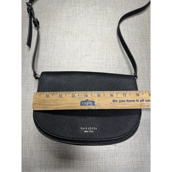 Kate Spade Black Saffiano Leather‎ Flap Style Small Crossbody Bag Purse ~ Euc - Image 6