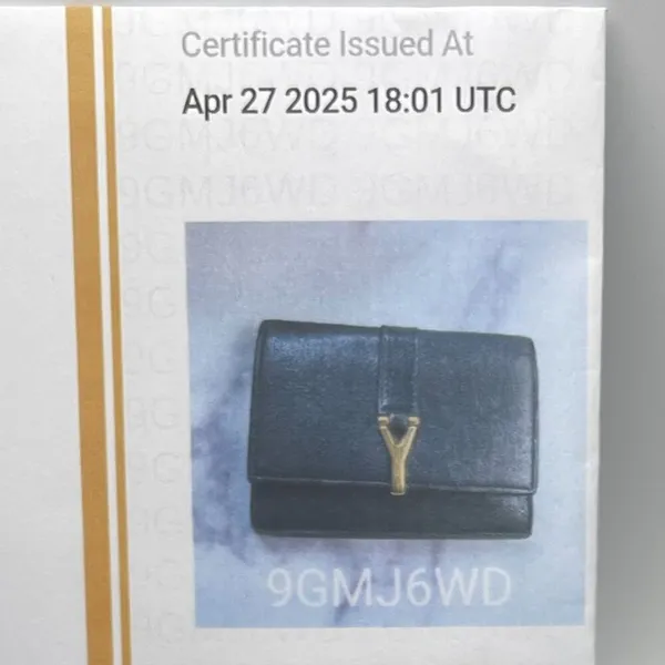 YSL Y Line Compact Wallet Wallet - Black w/ Gold - Preowned - Image 11