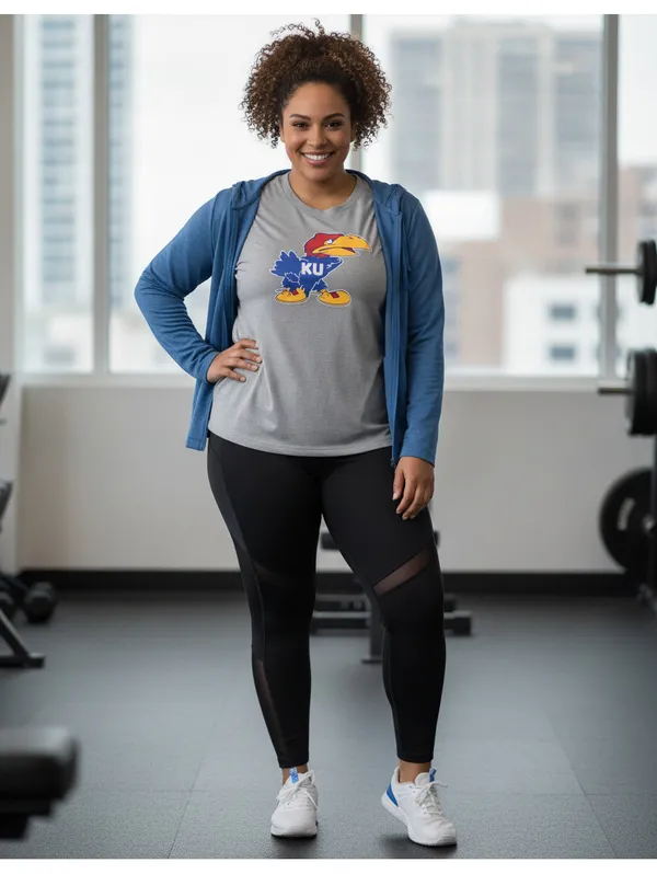 Adidas Kansas Jayhawks KU Gray Mascot Logo T-Shirt Size Medium Short Sleeve - Image 5