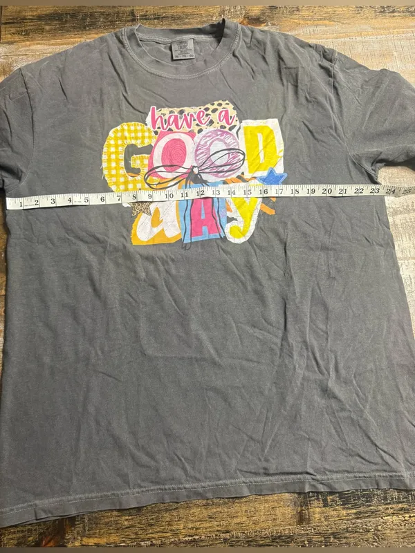 Comfort Colors Charcoal 'Have a Good Day' Graphic Tee with Bright Accent Colors - Image 5