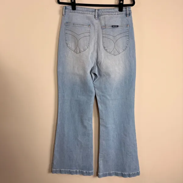 Rollas Eastcoast Flare Jeans Light Blue High Rise Flare Leg Denim Pants Size 31 - Image 4