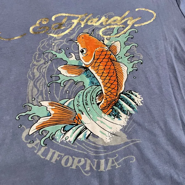Womens medium Ed Hardy Double Sided Graphic Print Short Sleeve Cropped Tshirt - Image 3