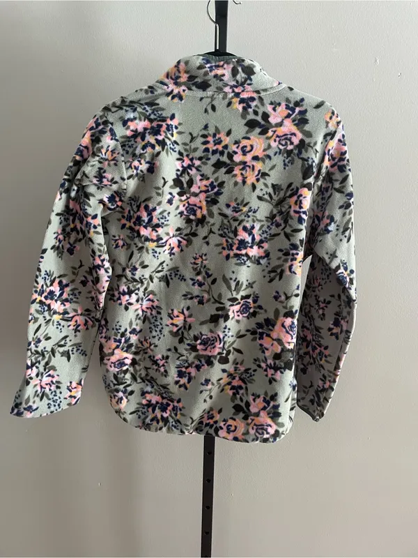 Vera Bradley Floral Fleece Pull Over with Snap Collar Size Medium - Image 3