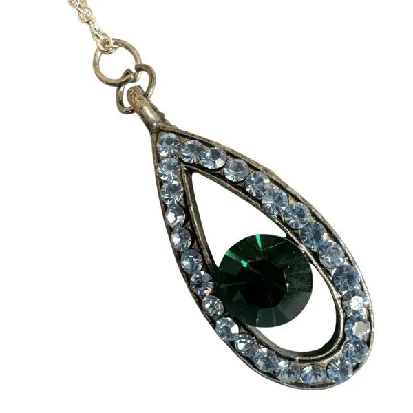 Blue and green rhinestone pendant necklace - Image 7