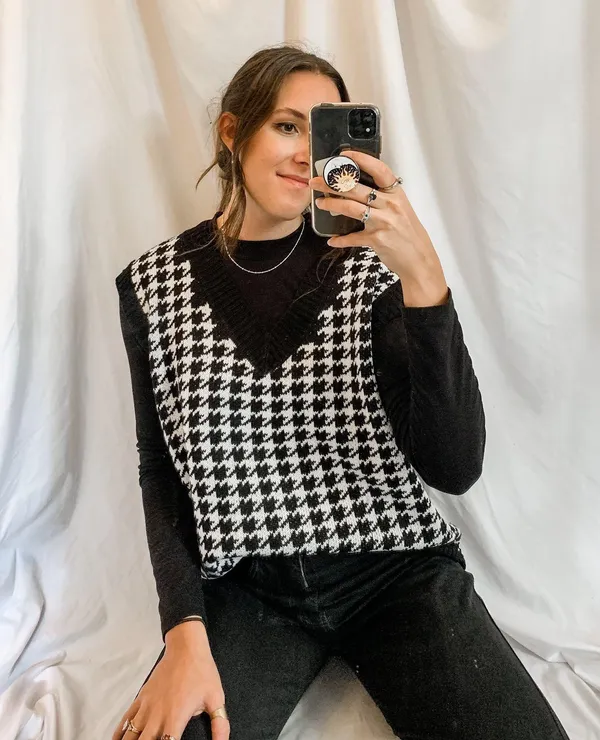 Houndstooth Sweater Best Black Size M - Image 2