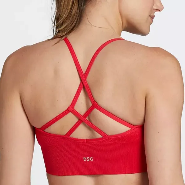 Dick's Sporting Goods Red Ribbed Lightly Padded Strappy Back Sports Bra - Image 3