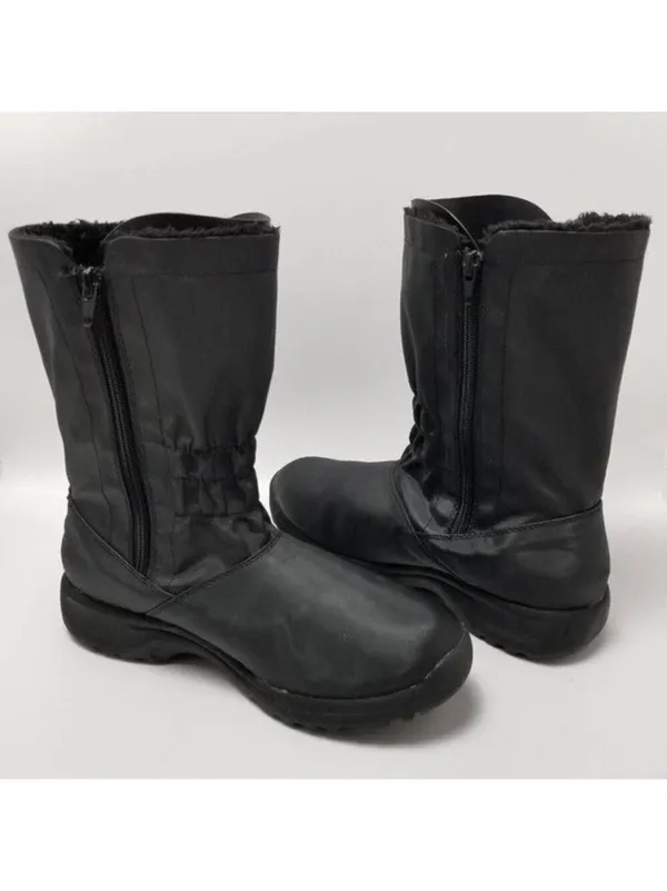 Angel Steps Womens Double Zip Boots Black Round Toe Side Faux Fur Lined Size 10M - Image 7