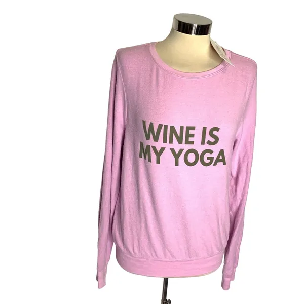 NWT Wildfox Wine is my‎ Yoga beach sweatshirt Sz S - Image 2