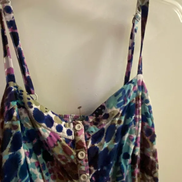 Womens Minidress L Large Mottled Print Tank Sundress Blue Purple Pink Bust 40” - Image 2