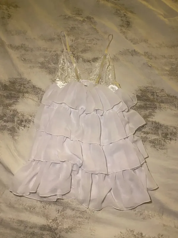 Dreamgirl Bridal Bliss Chiffon Tiered Babydoll Chemise - Image 5