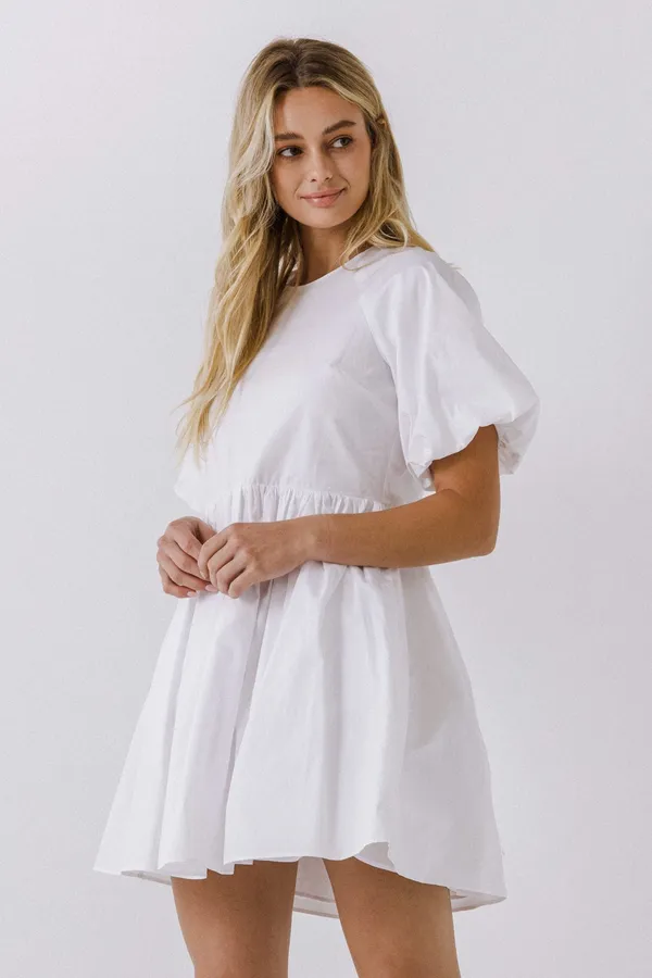 English Factory Short Balloon Sleeve Mini Dress White - Image 3