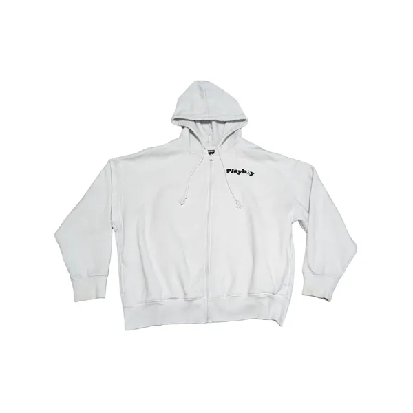 Playboy X Pacsun Camper Oversized Hoodie Full Zip Jacket White Flower Medium - Image 4