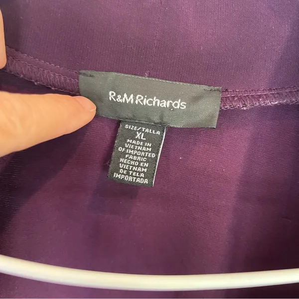 R & M Richards Vintage Open Front Top Duster Sheer Purple Long Sleeve XL Loose - Image 9