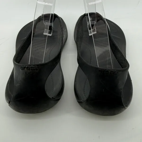 Crocs Sexi Flip Sandal Slip On Black Women 7 Slingback Thong Casual Barefoot - Image 4