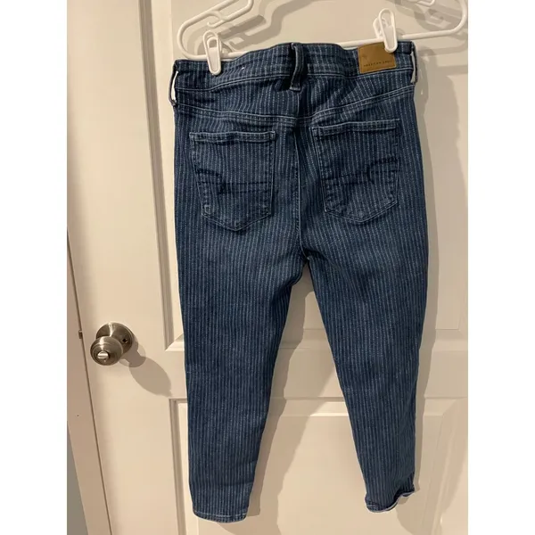 American Eagle Skinny Jeans‎ Pinstripe Blue Ne(x)t Level Stretch 10S Dark Wash - Image 3
