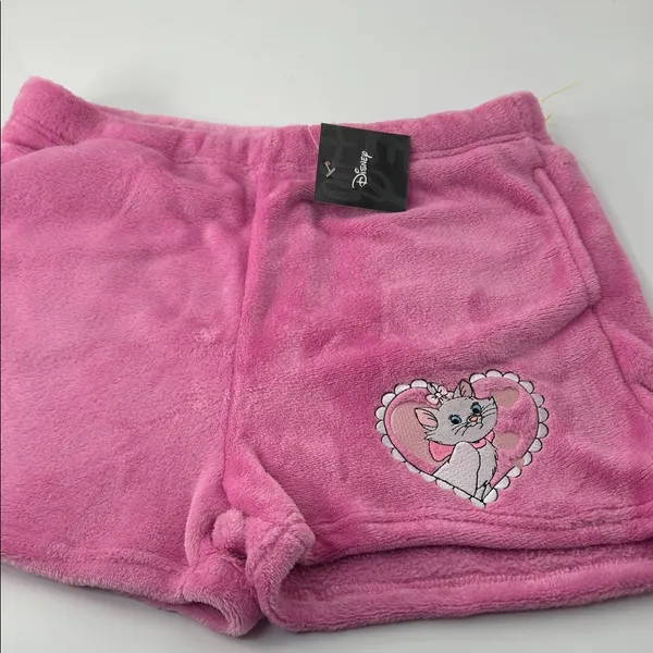Disney Pink Fleece Shorts with Heart Cat Design - Image 10