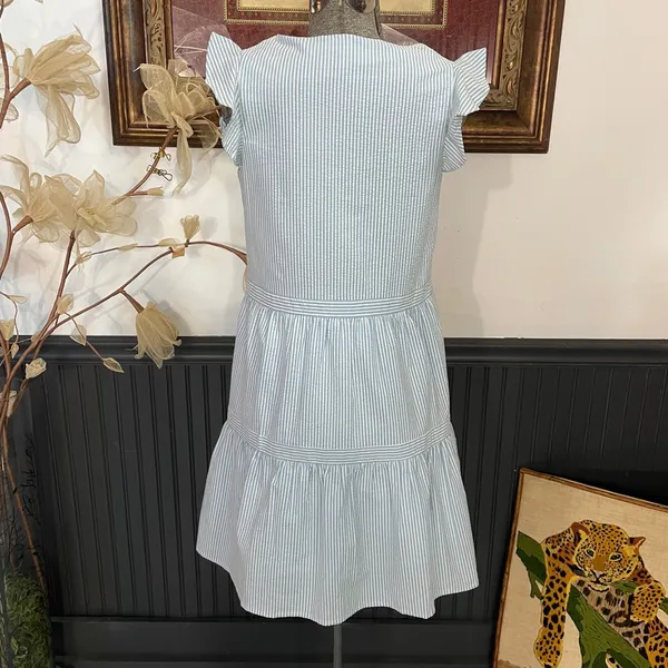Southern Tide Evelyn Seersucker Tiered Blue & White Cotton Dress - Sz XS 💚🎀 - Image 7