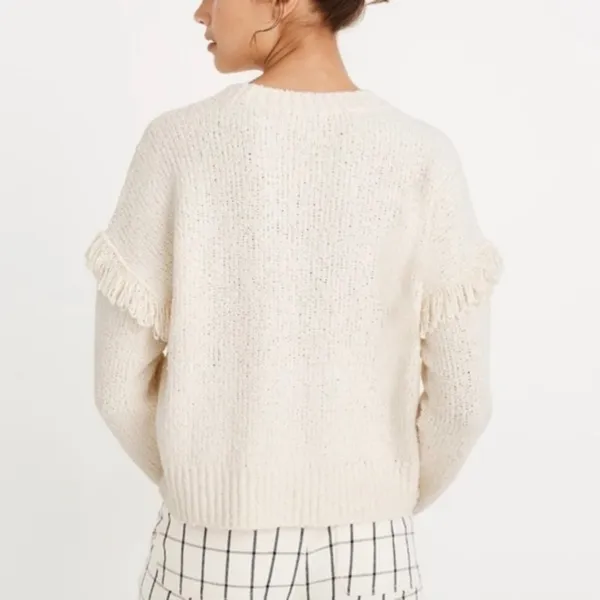 Madewell ivory Montford Fringe Pullover Sweater - Image 4