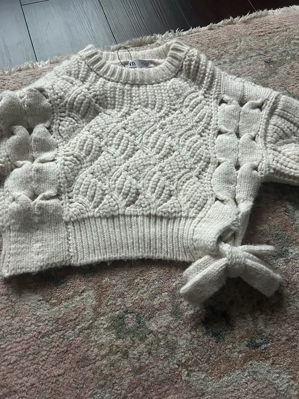 ZARA White Knit Sweater Cropped - Image 2