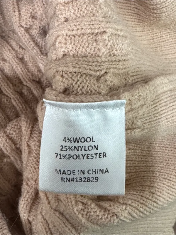 MAJORELLE Revolve Cable Knit Puff Short Sleeve Sweater Tan Button Shoulder sz S - Image 10