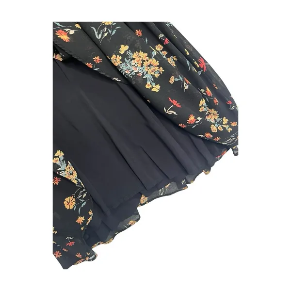 Free People Lilou Mini Dress Womens Medium Black Floral Kimono Boho Flowy - Image 5