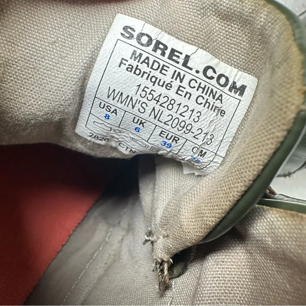 Sorel Waterproof Out And About Green Olive and Orange Winter Ankle Boots - Image 9