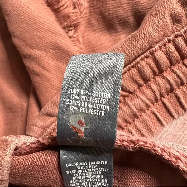 Rust Brown Elastic Waist Raw Hem Drawstring Pull On Shorts Size Small 4338 - Image 5