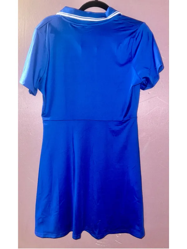 Women's Unbranded Polo Mini Dress Blue White Size L - Image 2