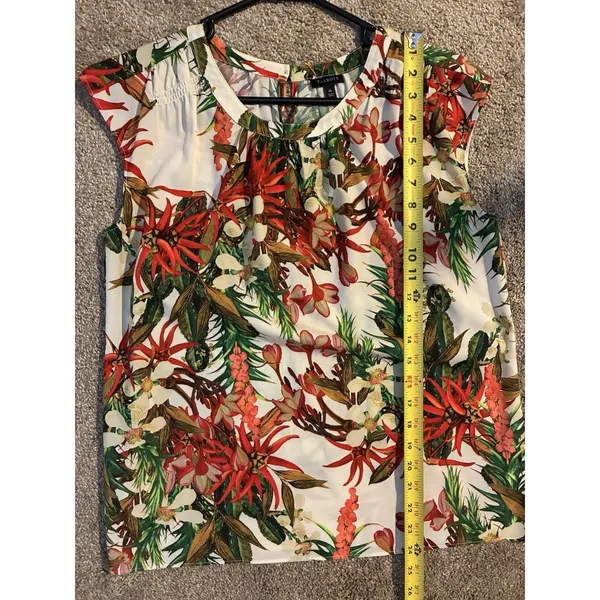 Women's Talbots vibrant,‎ sleeveless shirt tropical botanical M - Image 6