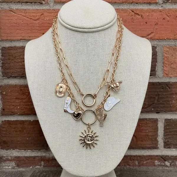 Western Sunburst Charm Necklace Set - Image 2