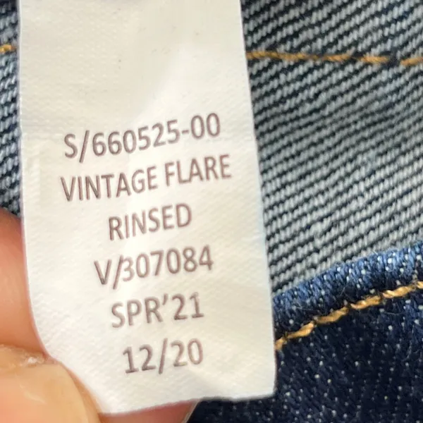 GAP Vintage Flare High Rise Jeans 31 12 Tall Dark Wash Rinsed Raw Hem‎ Stretch - Image 8