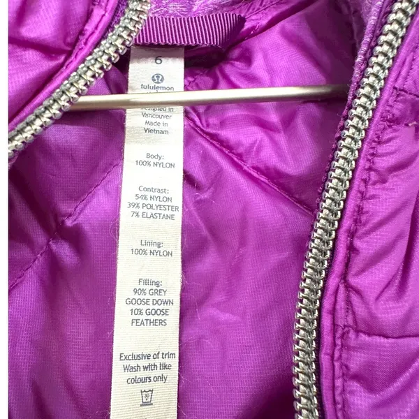 Lululemon Athletica Purple Down For A Run Vest Size 6 - Image 4