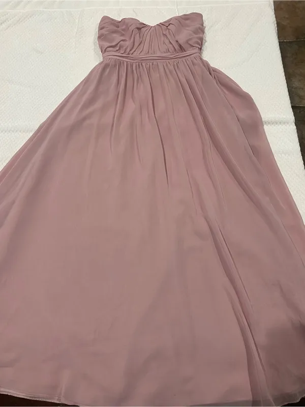 Alfred Angelo Blush Pink Strapless Chiffon Dress - Image 3