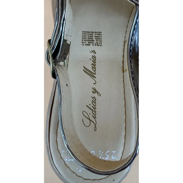 Lidias y Maria's Platform Sandals Women Size 10 Pewter Good Metallic Strappy - Image 3