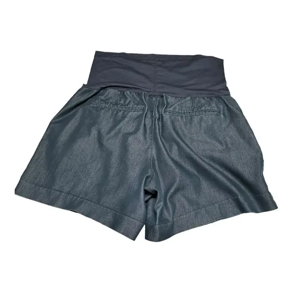 Liz Lange Maternity Womens Shorts Sz L Dark‎ Blue Chambray Soft Lightweight - Image 4
