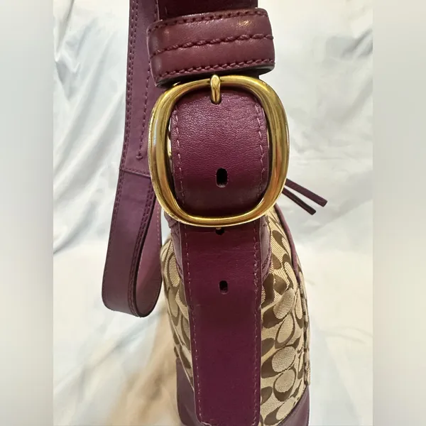 Coach Signature Monogram Canvas and Leather Hobo Shoulder Crossbody bag - Image 8
