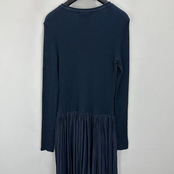 Madewell Ribbed Scoopneck Midi Dress A Line Classic Navy Blue Minimalist L NWT - Image 13