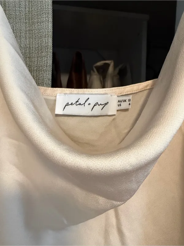 Petal & Pup Satin Cowl Neck Tank in Cream - Image 2