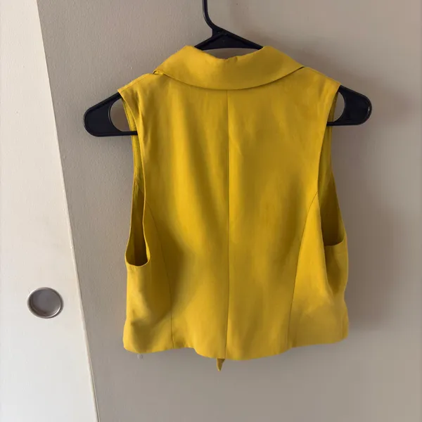 Free People Gabbie Vest Yellow Sleeveless Blazer Vest Size Women’s XS - Image 2