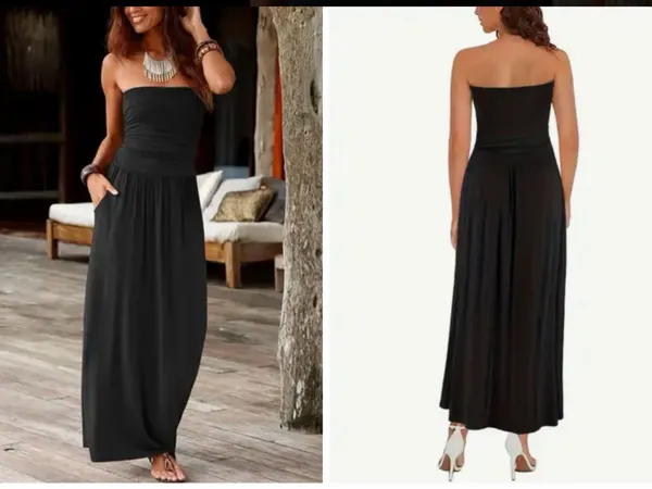 Classic Black Strapless Maxi Dress - Elegant Women’s Summer Staple - Image 2